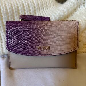 TUMI Purple and Tan Mini Wallet